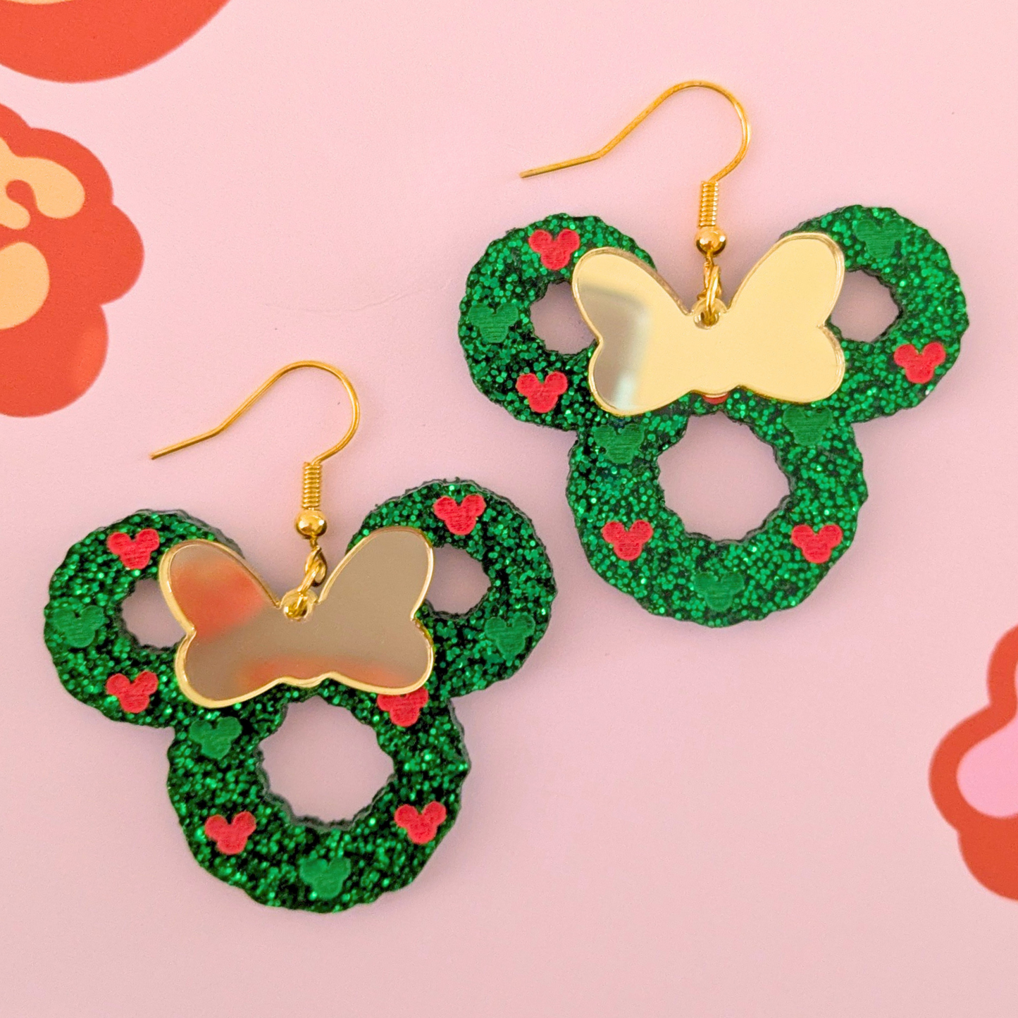 Minnie Christmas Wreath Dangles