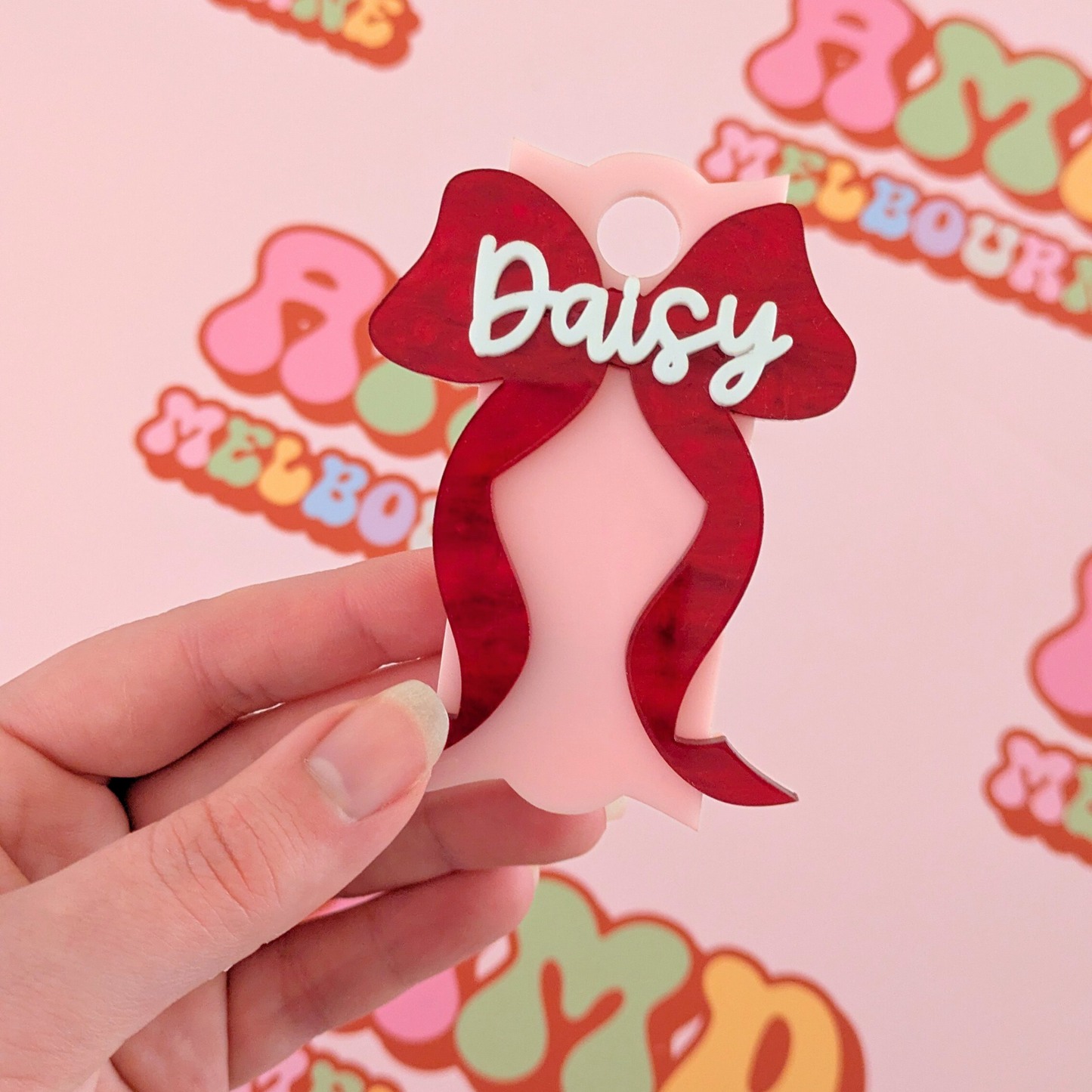 Red and Pink Bow Stanley Topper
