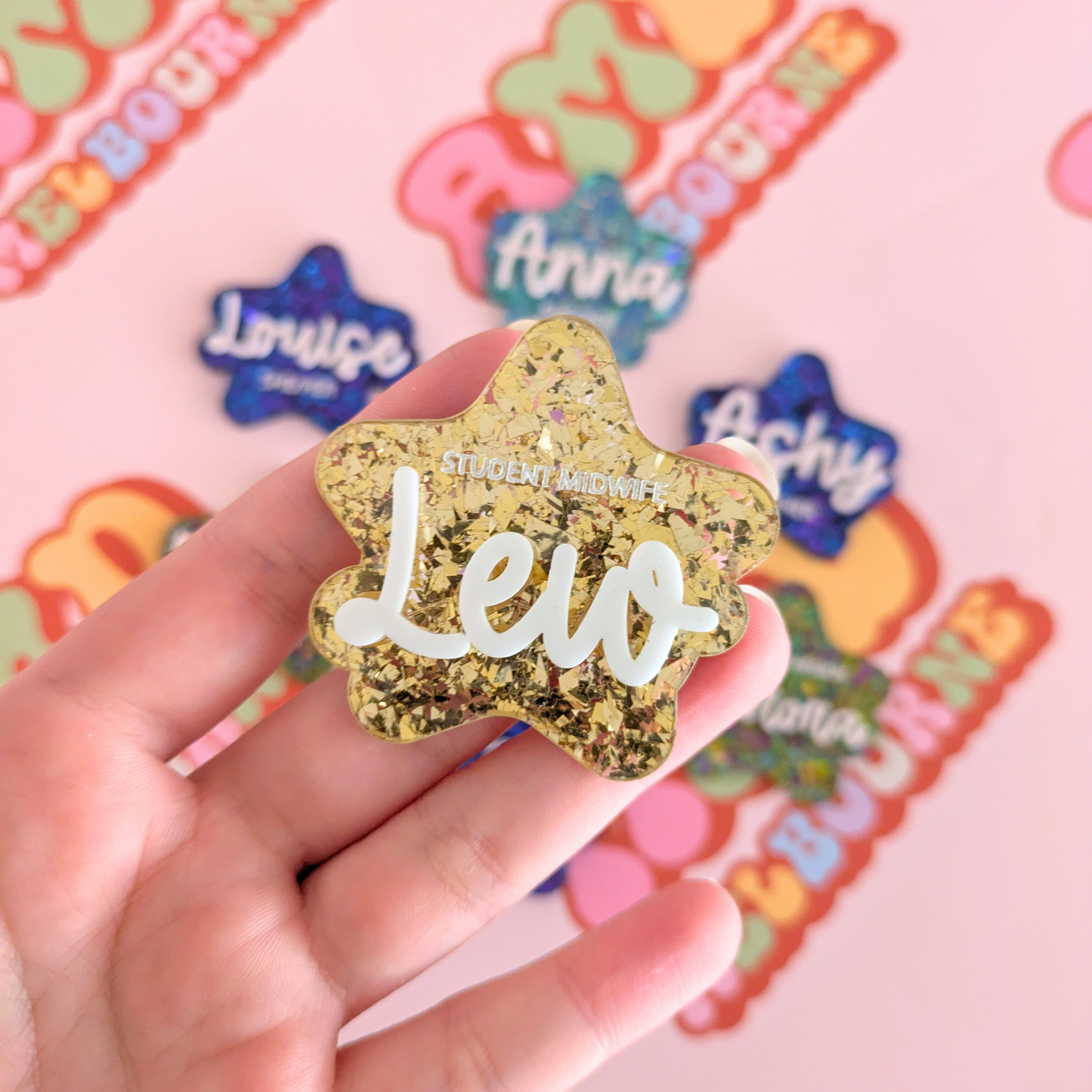 Chunky Glitter Star Badges