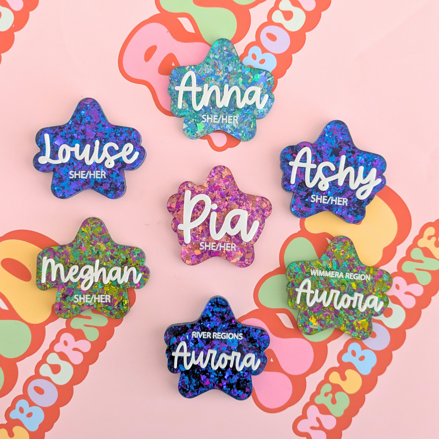 Chunky Glitter Star Badges