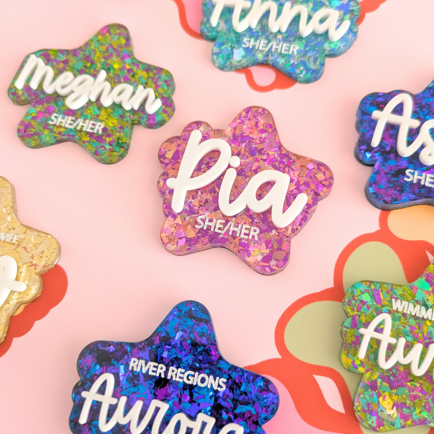 Chunky Glitter Star Badges