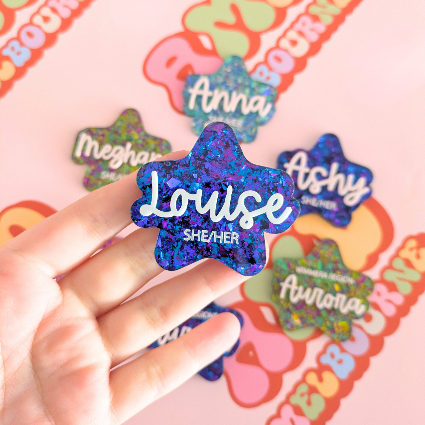Chunky Glitter Star Badges