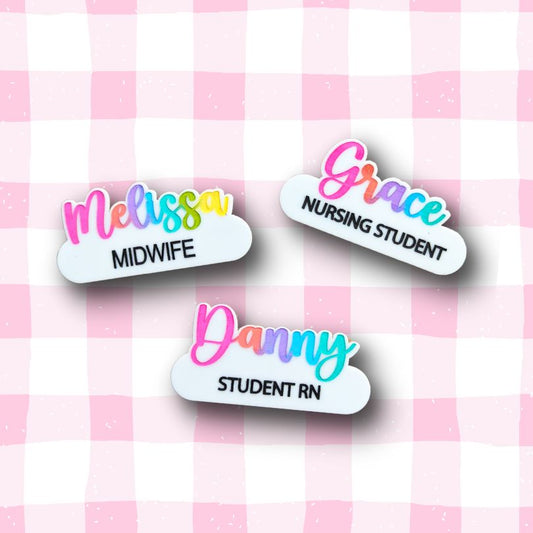 Rainbow Calligraphy Name badge
