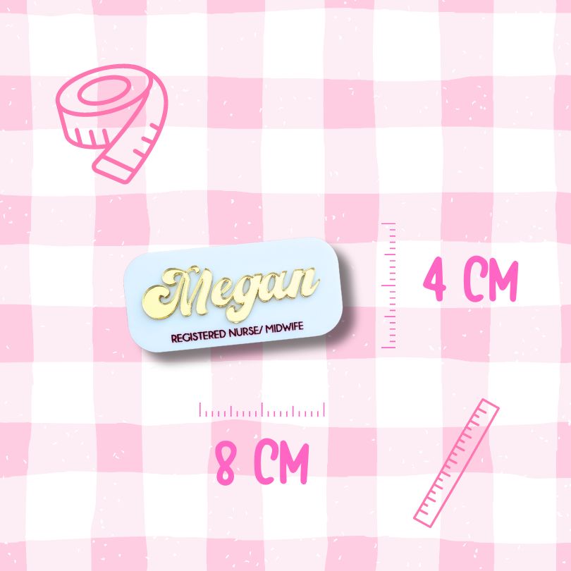 White and Gold Mirror Name Badge