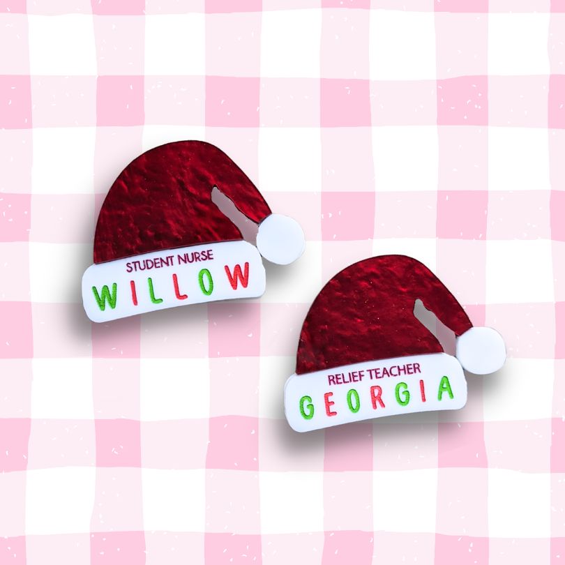 Santa Hat Name Badge