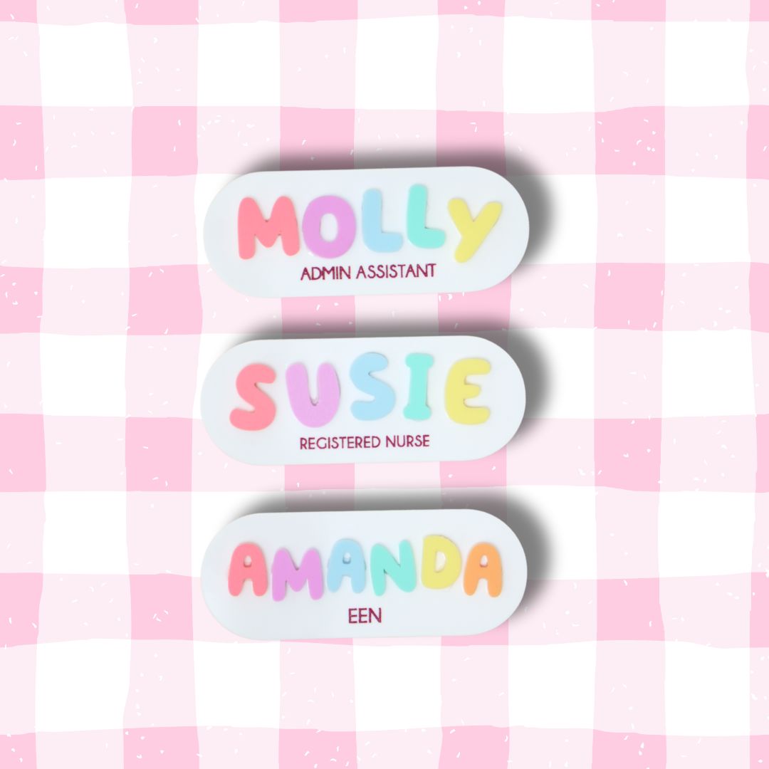 Rainbow Bubble Letter Badges