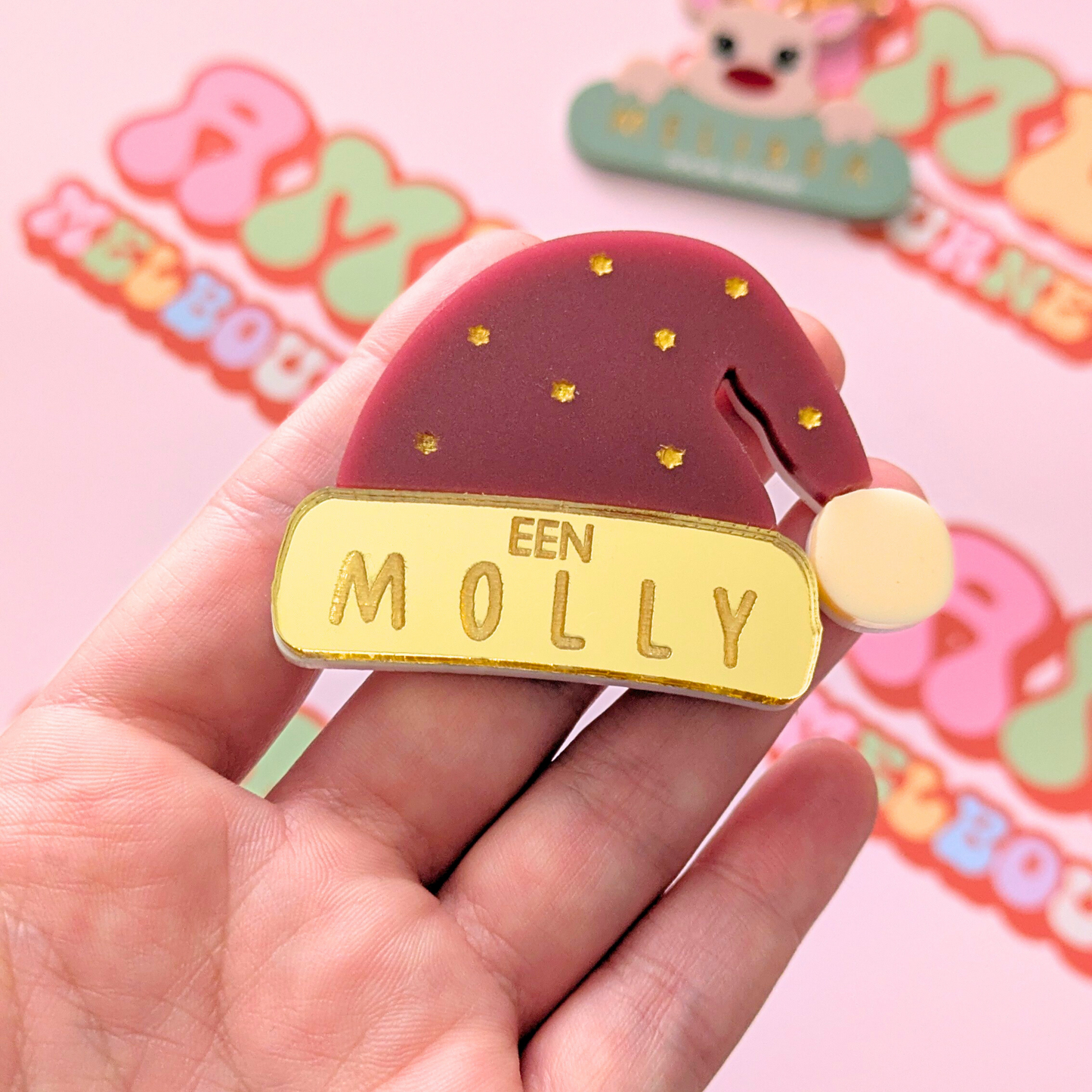 Layered Santa Hat Badge