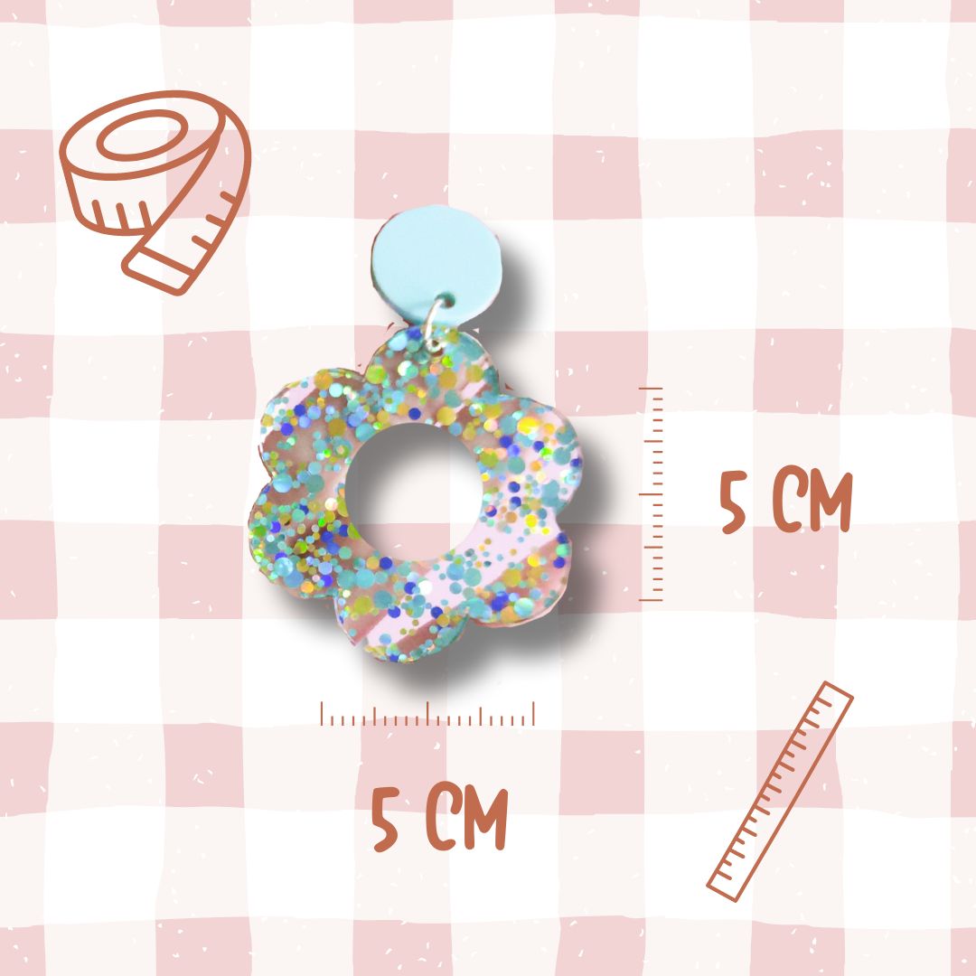Bubble Glitter Daisy Dangles