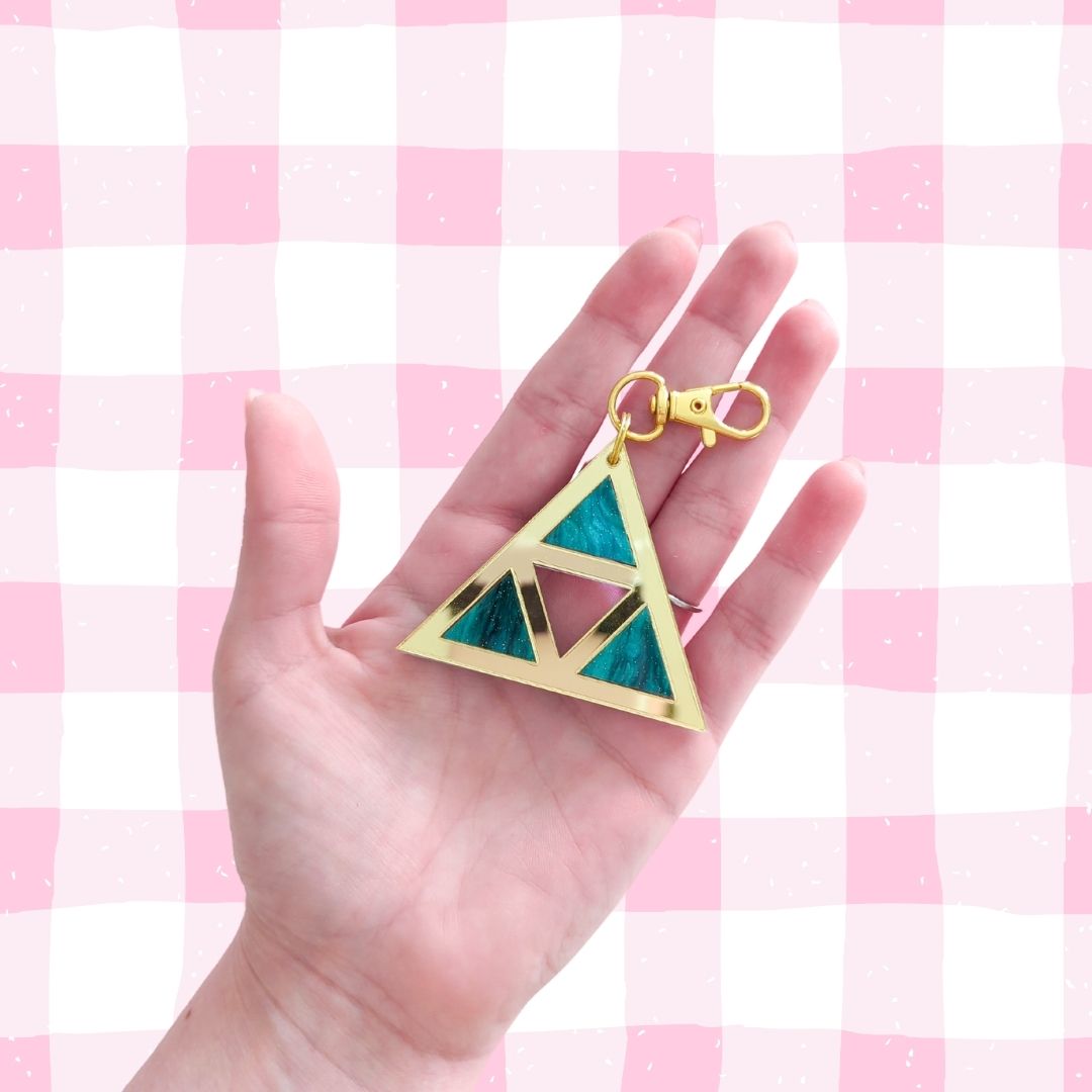Gold Mirror Tri-Force Keychain
