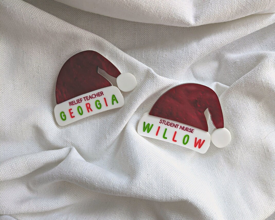 Santa Hat Name Badge