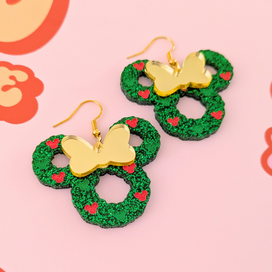 Minnie Christmas Wreath Dangles