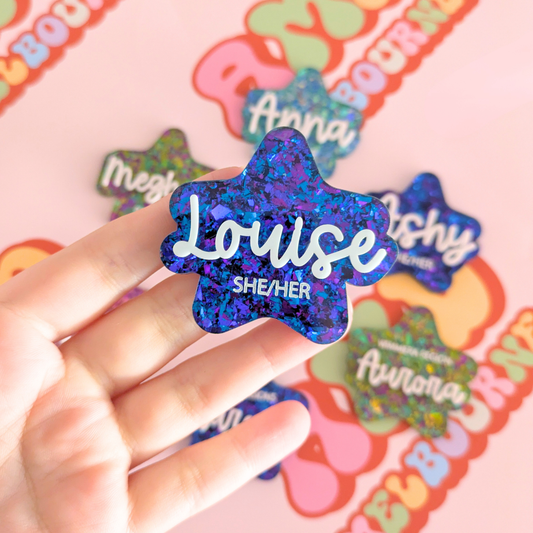Chunky Glitter Star Badges