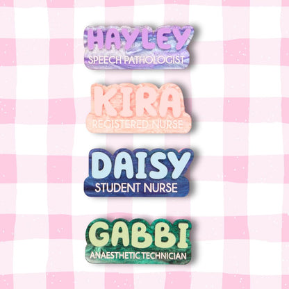 Pearlescent Swirl Name Badges