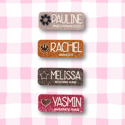 Premium Glitter Charm Badges