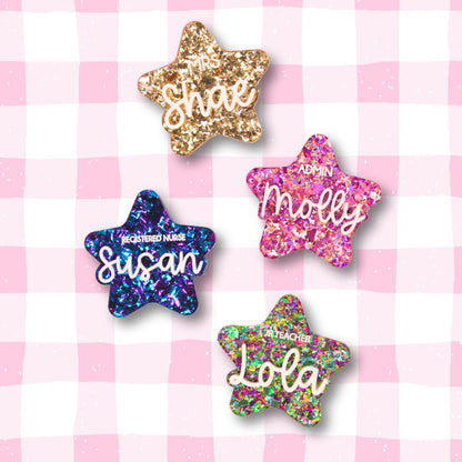 Chunky Glitter Star Badges