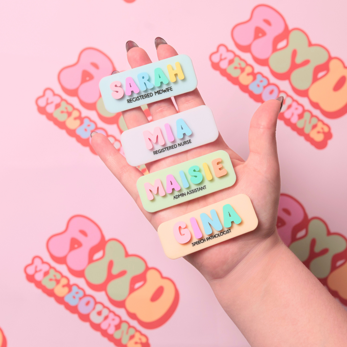 Rainbow Retro Name Badge