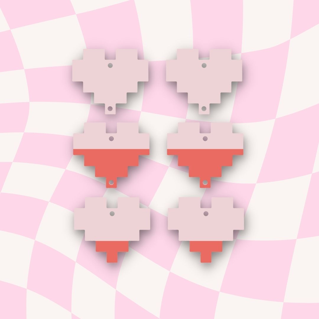 Pixel Heart Earrings Digital Bundle