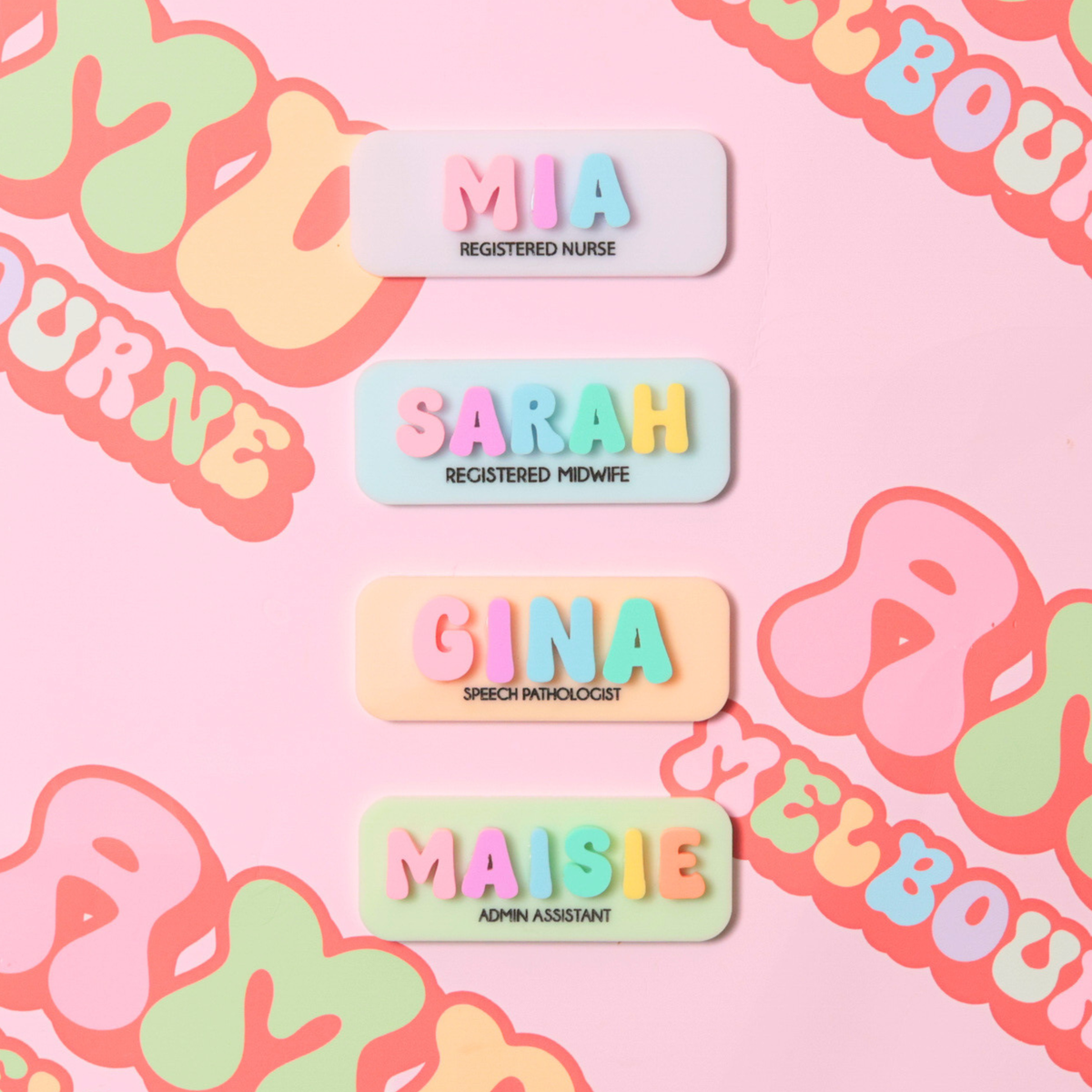 Rainbow Retro Name Badge