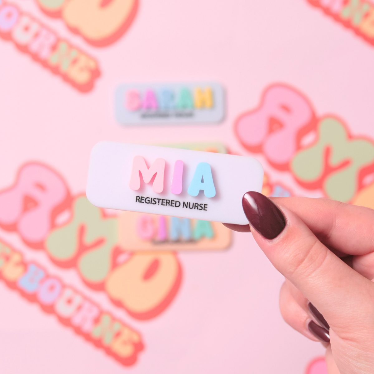 Rainbow Retro Name Badge