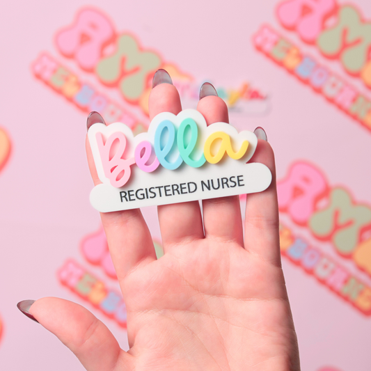 Rainbow Calligraphy Name Badge