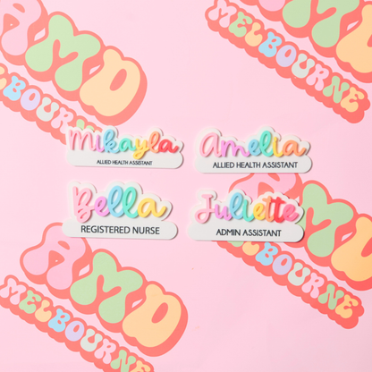 Rainbow Calligraphy Name Badge