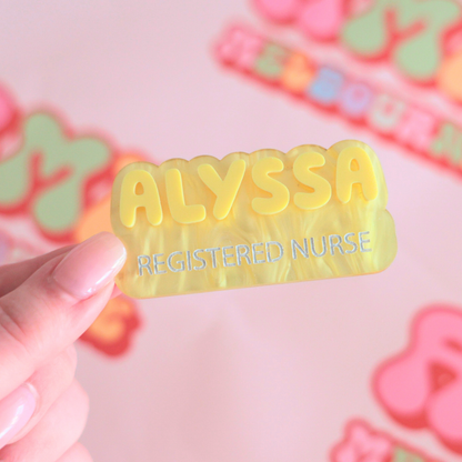 Pearlescent Swirl Name Badges