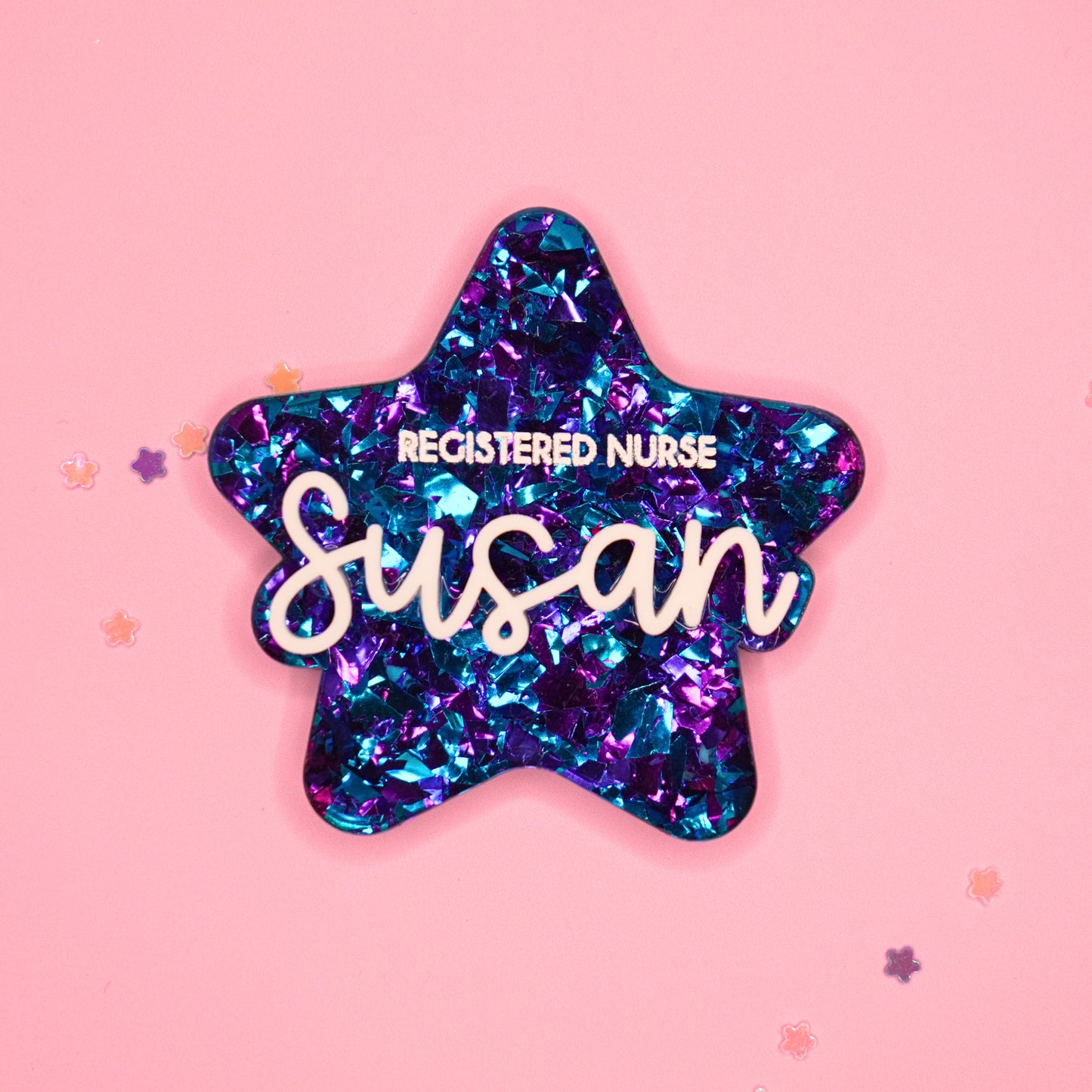 Chunky Glitter Star Badges