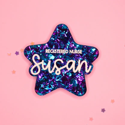 Chunky Glitter Star Badges