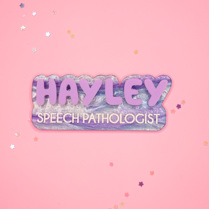 Pearlescent Swirl Name Badges