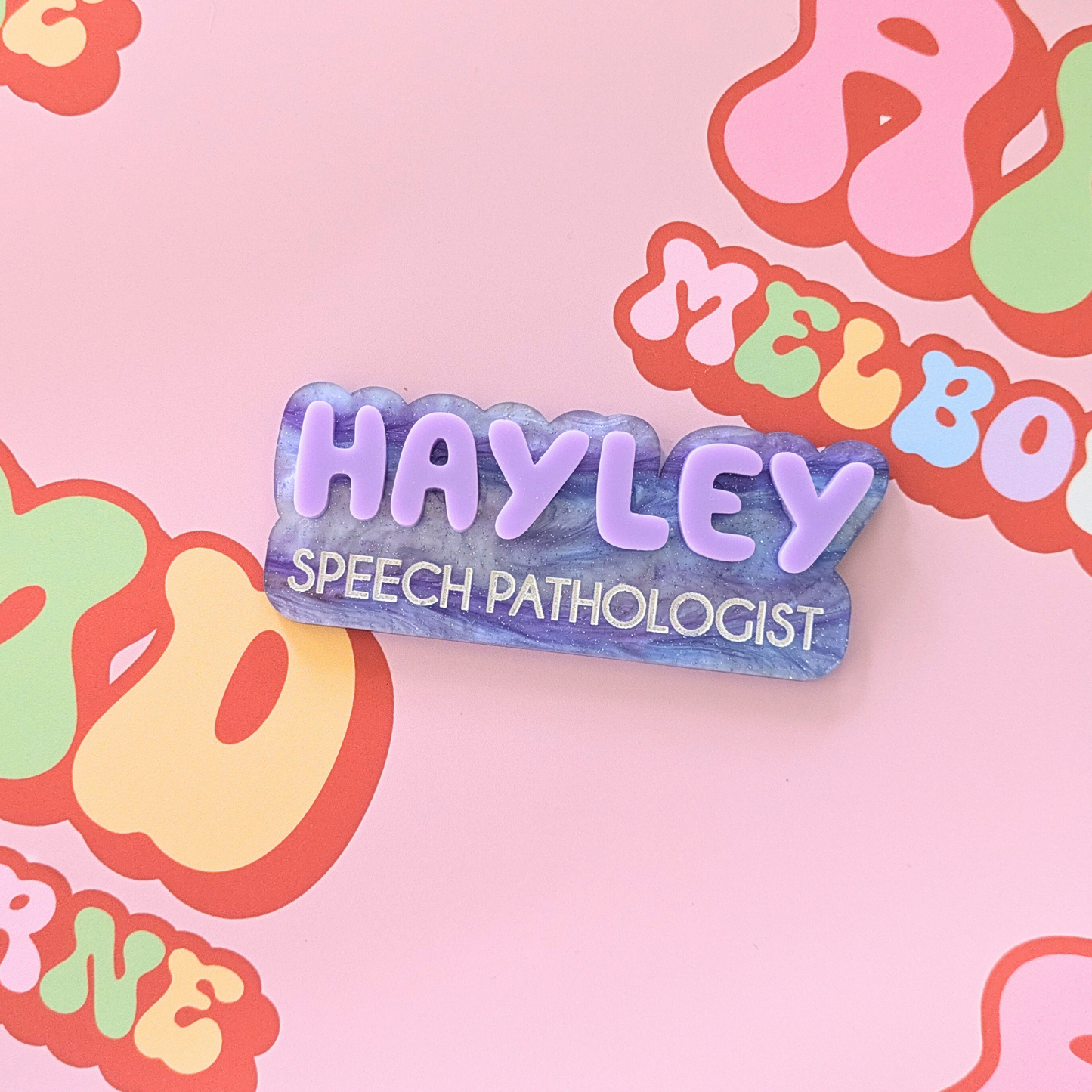 Magnetic Name Badge Mermaid Pearl Acrylic for Nurses and Teachers - Melbourne