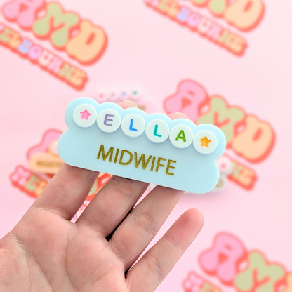 Magnetic Name Badge Bubblegum Blue Acrylic for Nurses and Teachers - Melbourne